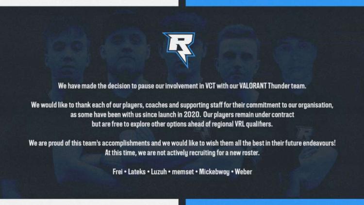 Rix.GG parts ways with VALORANT roster