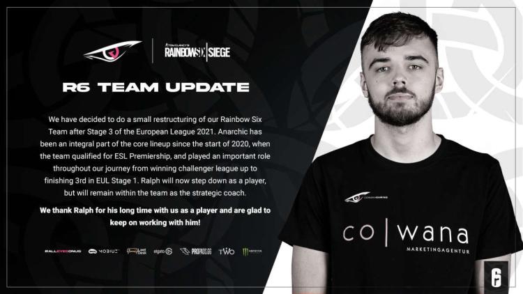 Anarchic changes player position to strategic coach role at cowana Gaming