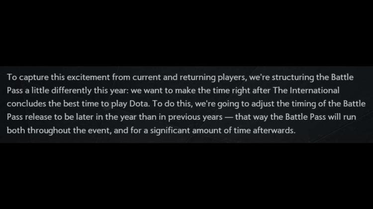 Valve to release The International Battle Pass later than usual