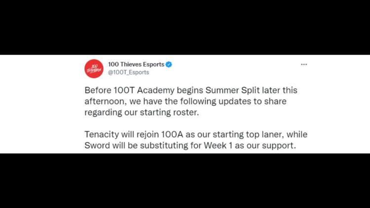 100 Thieves Academy lineup changes