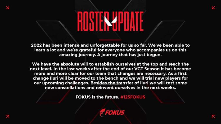 iluri leaves FOKUS starting lineup