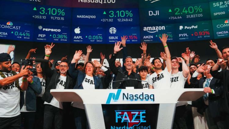 FaZe Clan is officially listed on the NASDAQ under the ticker "FAZE"