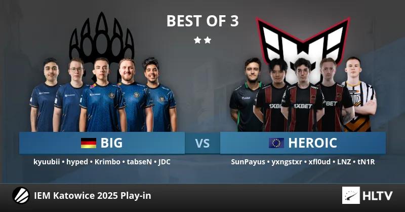 Easy victory for BIG over HEROIC in the match for a spot in the Intel Extreme Masters Katowice 2025 group stage