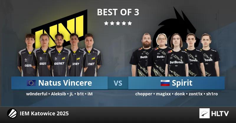 Crazy victory for NAVI over Team Spirit in the Upper Bracket Semifinals, securing their spot in the next stage of IEM Katowice 2025