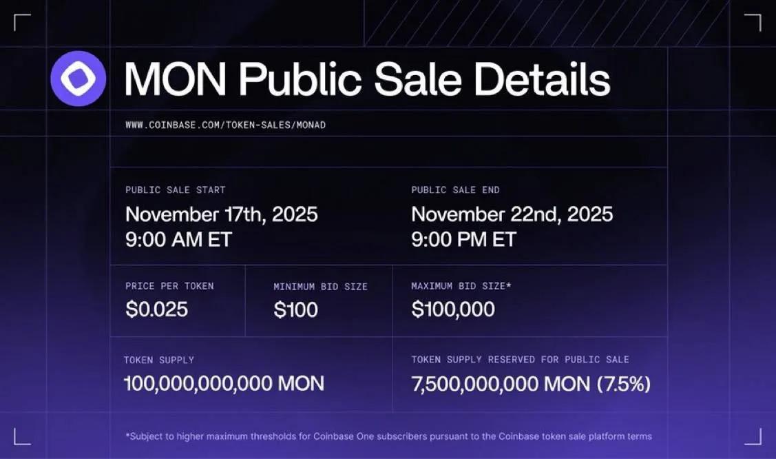 Monad and Coinbase Announce $MON Token ICO: First Public Sale on the Exchange's New Platform