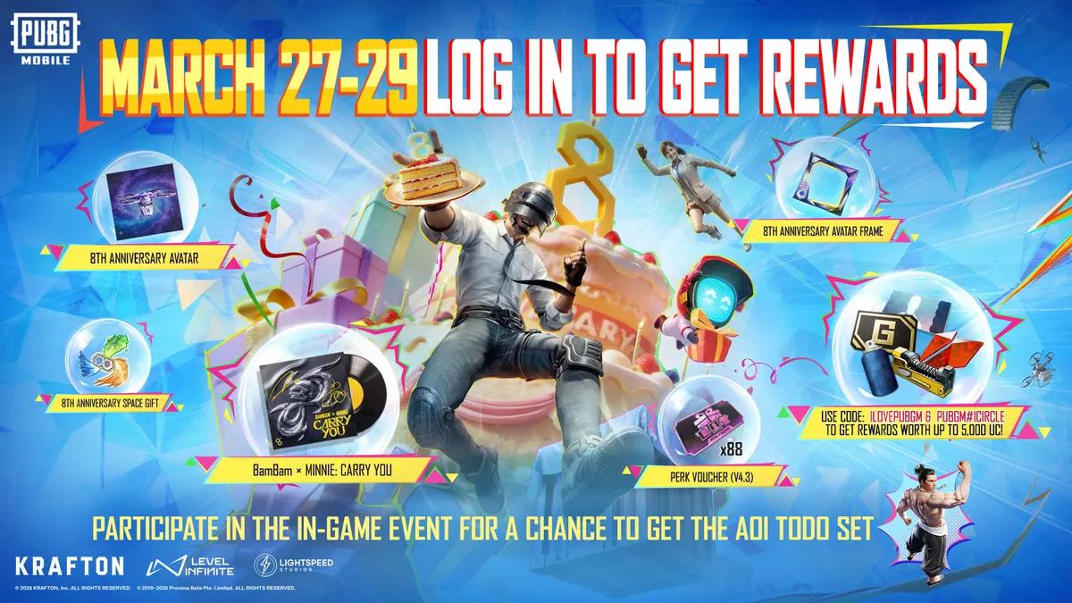 PUBG MOBILE Kicks Off 8th Anniversary Celebration with Exclusive Rewards and Events