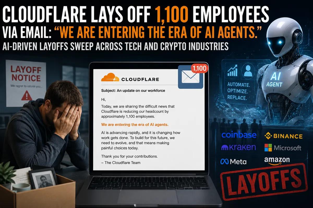 Cloudflare Lays Off 1,100 Employees via Email: “We are entering the era of AI agents.” AI-driven Layoffs Sweep Across Tech and Crypto Industries