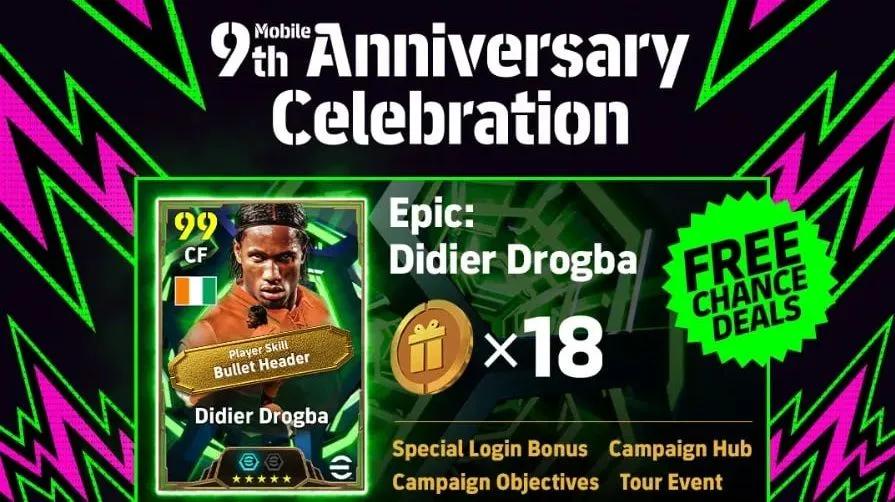 eFootball Celebrates 9th Anniversary With Free Epic Didier Drogba Card