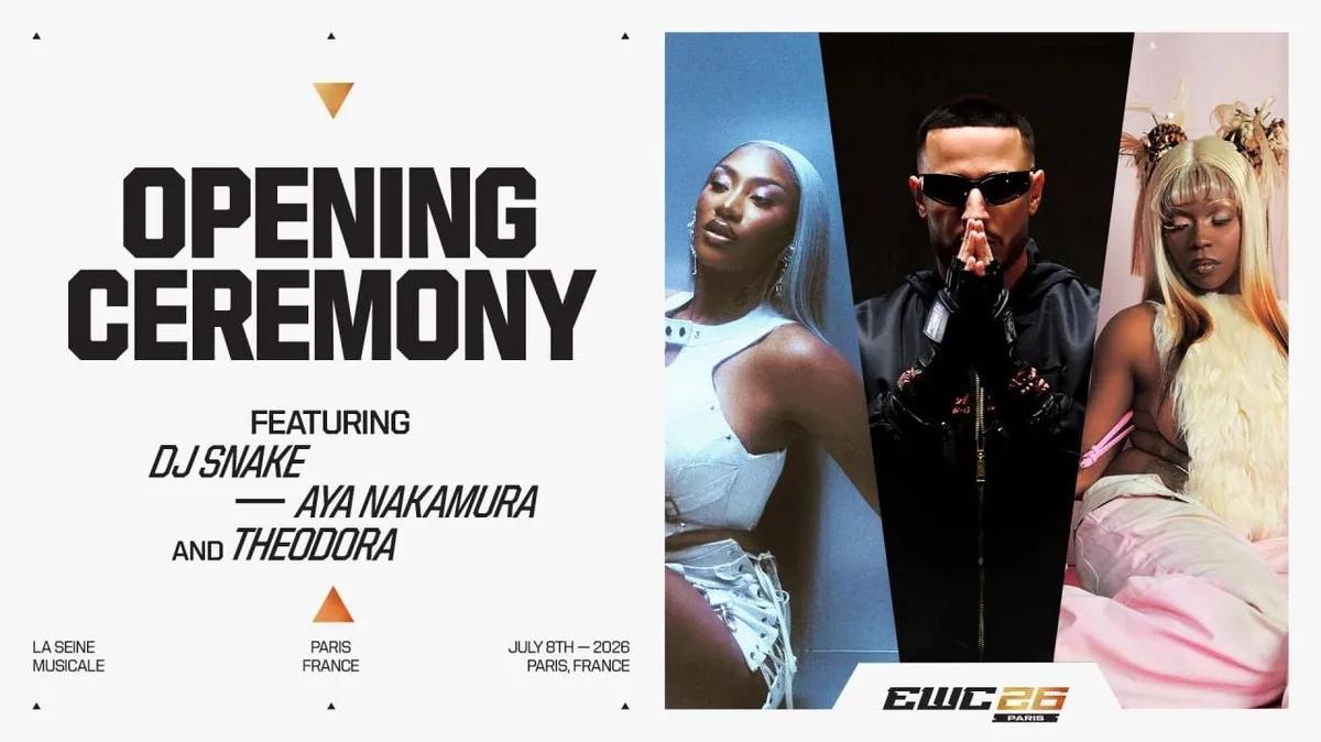 Aya Nakamura, DJ Snake, and Theodora to Headline Esports World Cup 2026 Opening Ceremony
