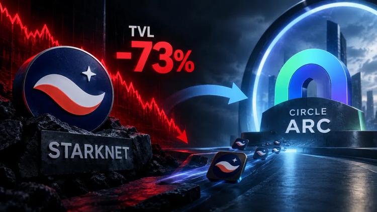 Starknet TVL drops 73% in a day as its biggest app moves to Circle’s Arc