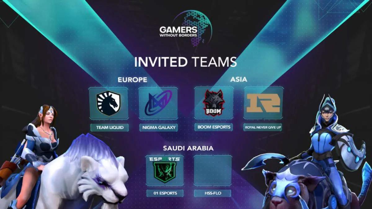 Team Liquid, Nigma Galaxy, Royal Never Give Up and BOOM Esports received invitations to Gamers Without Borders 2022