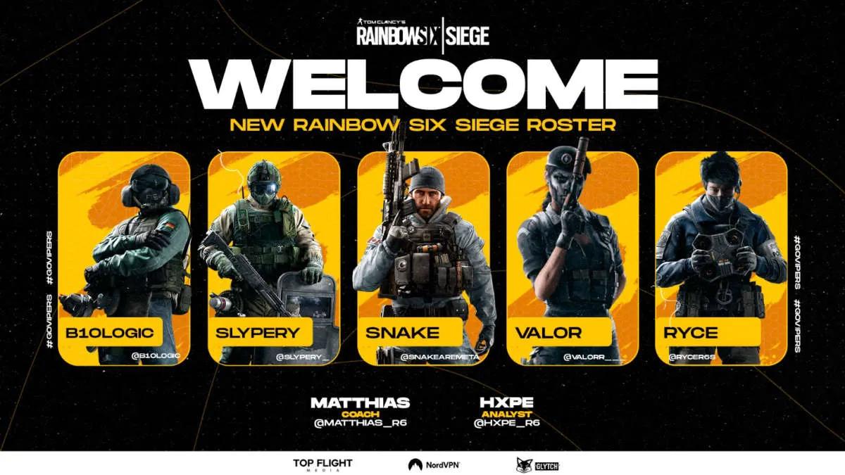 Vipers sign Rainbow Six roster