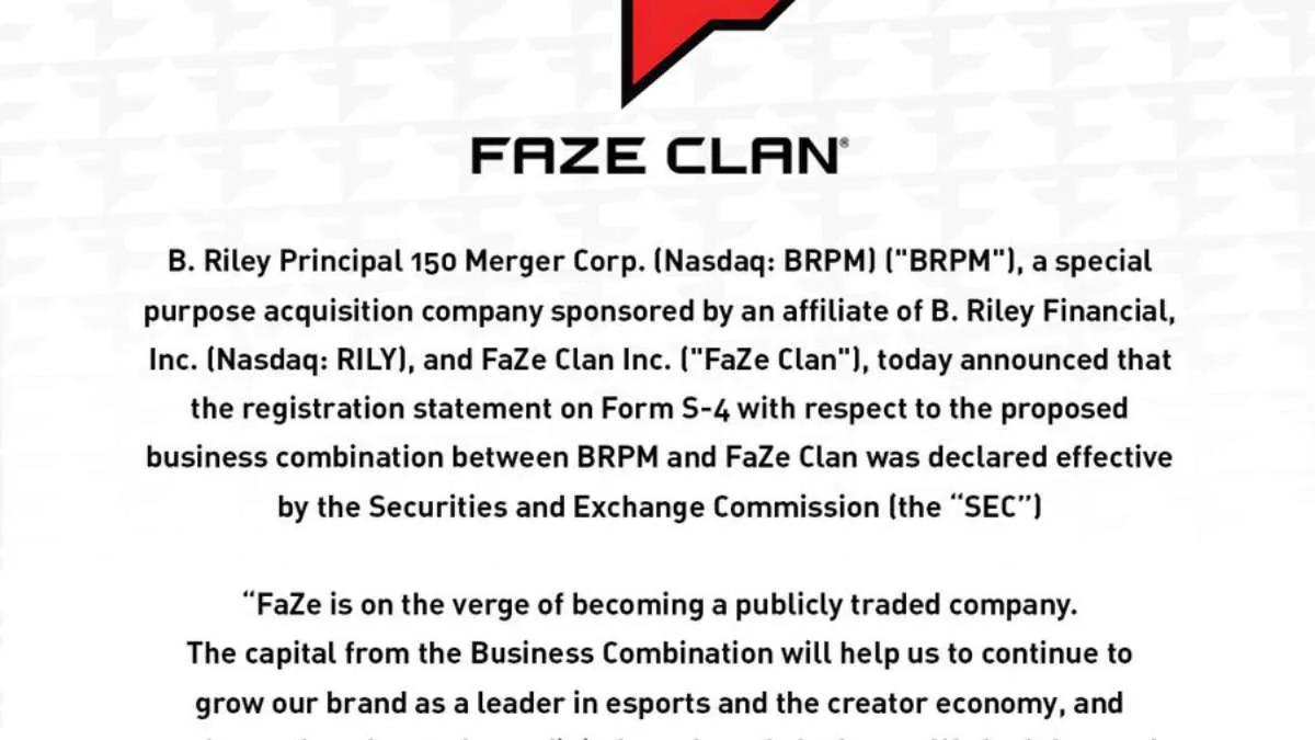 FaZe Clan approves business merger with BRPM