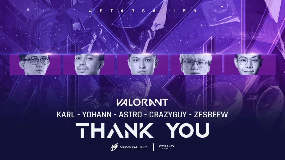 Nigma Galaxy said goodbye to the main Valorant roster