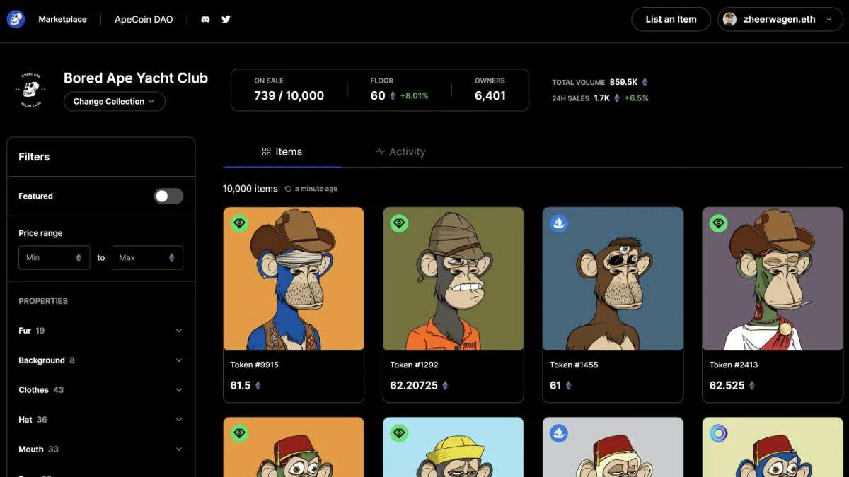 The Bored Ape Yacht Club community has an NFT marketplace