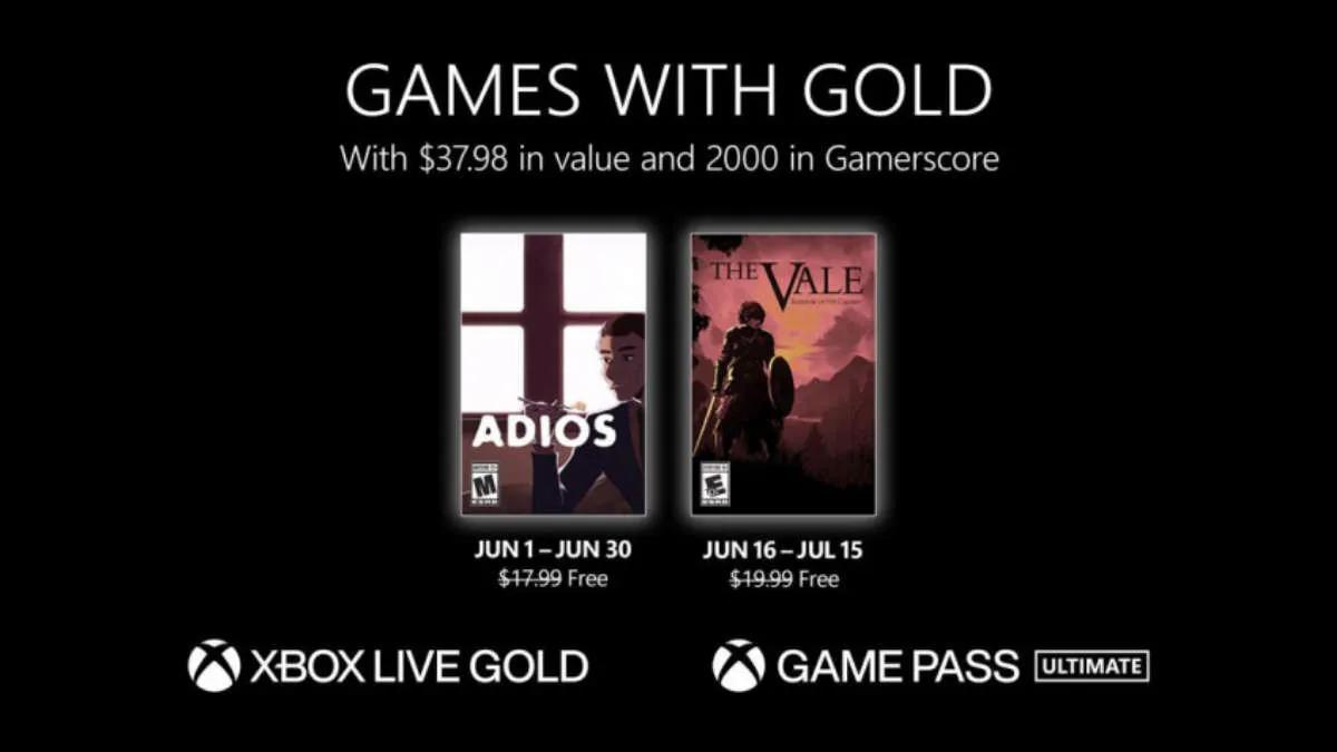 In June, Xbox Live Gold subscribers will have access to the games Adios and The Vale: Shadow of the Crown