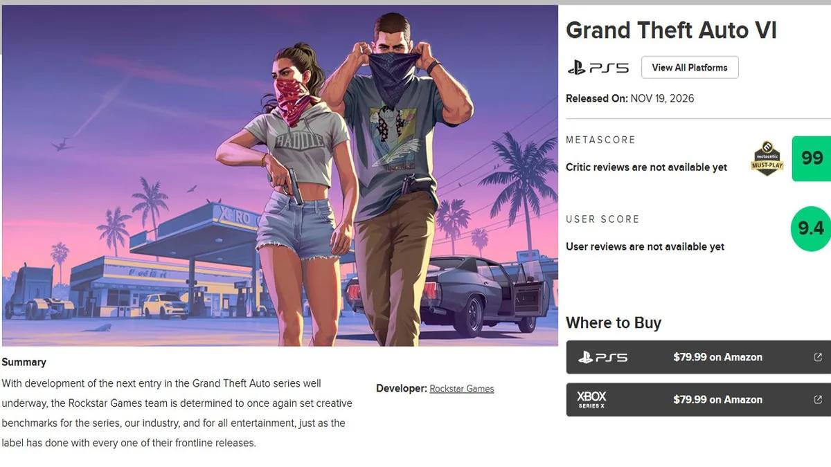 GTA 6's Score on Metacritic Might Not Be as High as You Expected