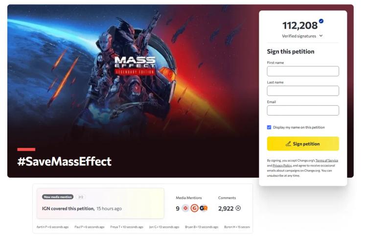 Fans Launch Petition to Save Mass Effect 5 - It Already Has More Than 100,000 Signatures