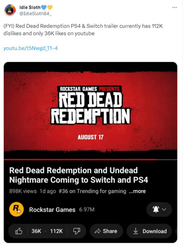 Red Dead Redemption PS4 Announcement Gets Slaughtered by Fans