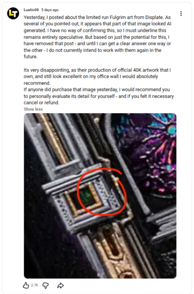 Displate Denies Claims Over Fulgrim Artwork After Fan Scrutiny 2