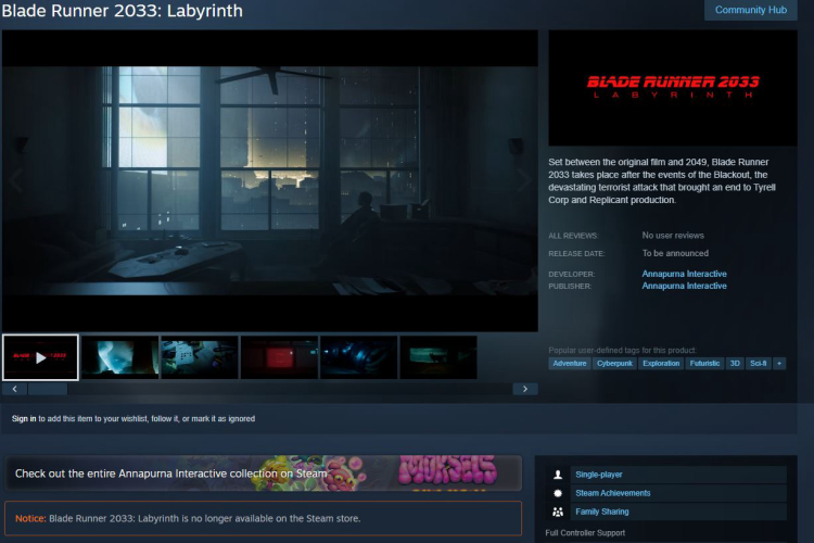 A Long-Awaited Blade Runner Video Game Might Be Cancelled 1