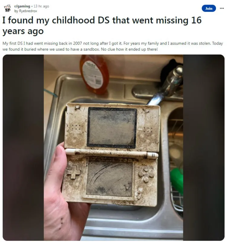 Unbelievable Discovery: Nintendo DS Missing for 16 Years Found in an Unexpected Location by Dedicated Gamer. Photo 1